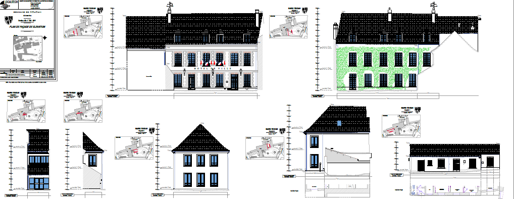 Réalisation plan de facade mairie de Houdan