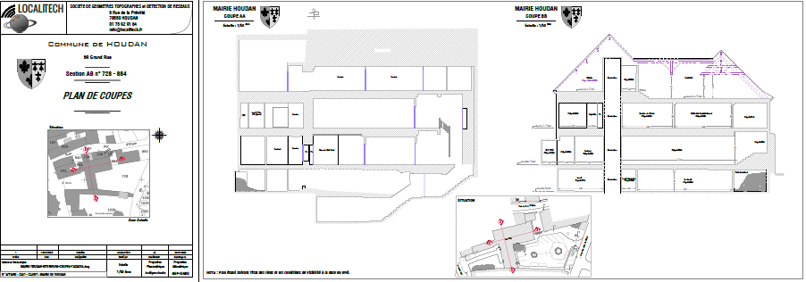 Réalisation plan de coupe mairie de Houdan